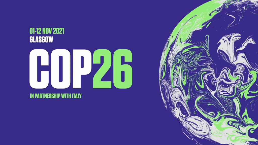 COP26 logo. (Platform on Disaster Displacement photo)
