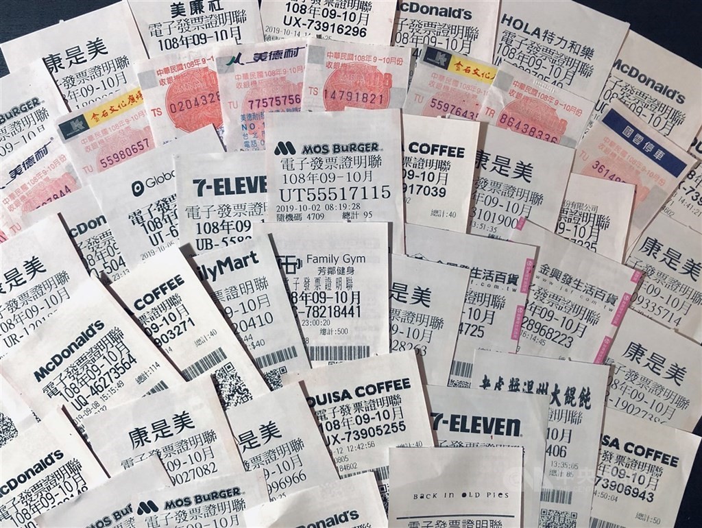 Taiwan receipt lottery winning numbers for September, October revealed