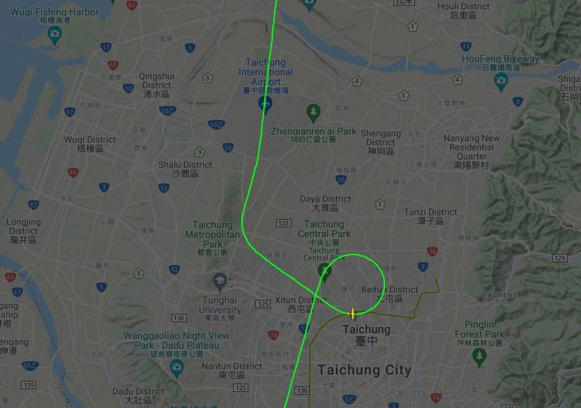 Rutherford made loop over Taichung City. (Flightradar24)
