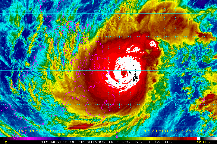 Super Typhoon Rai about to hit Philippines Thursday. (NOAA image) 

