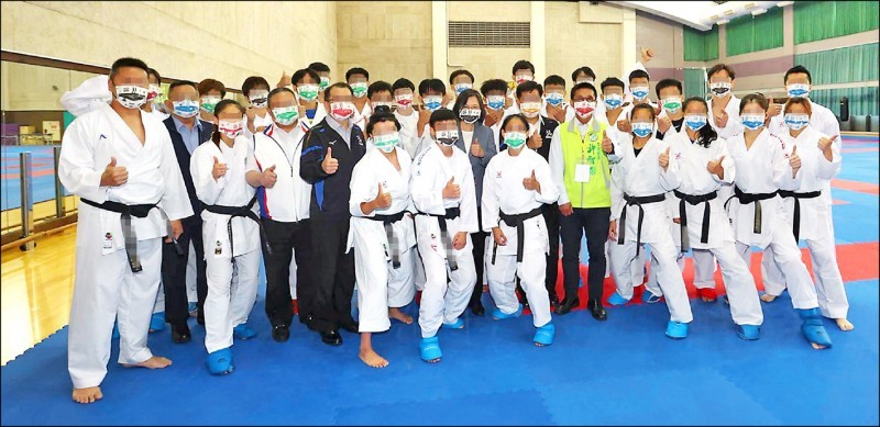 Taiwan's karate athletes pictured with President Tsai in April. Many of these athletes took part in Kazakhstan tournament. (Faceboo...
