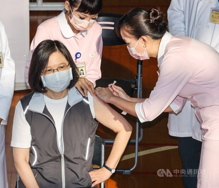 President Tsai Ing-wen receiving her first COVID vaccine dose Aug. 23, 2021. 
