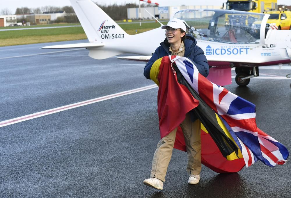 Belgian-British pilot Zara Rutherford arriving in Kortrijk, Belgium, after a trip which took her around the world, including a landing in Taiwan.&nbsp...