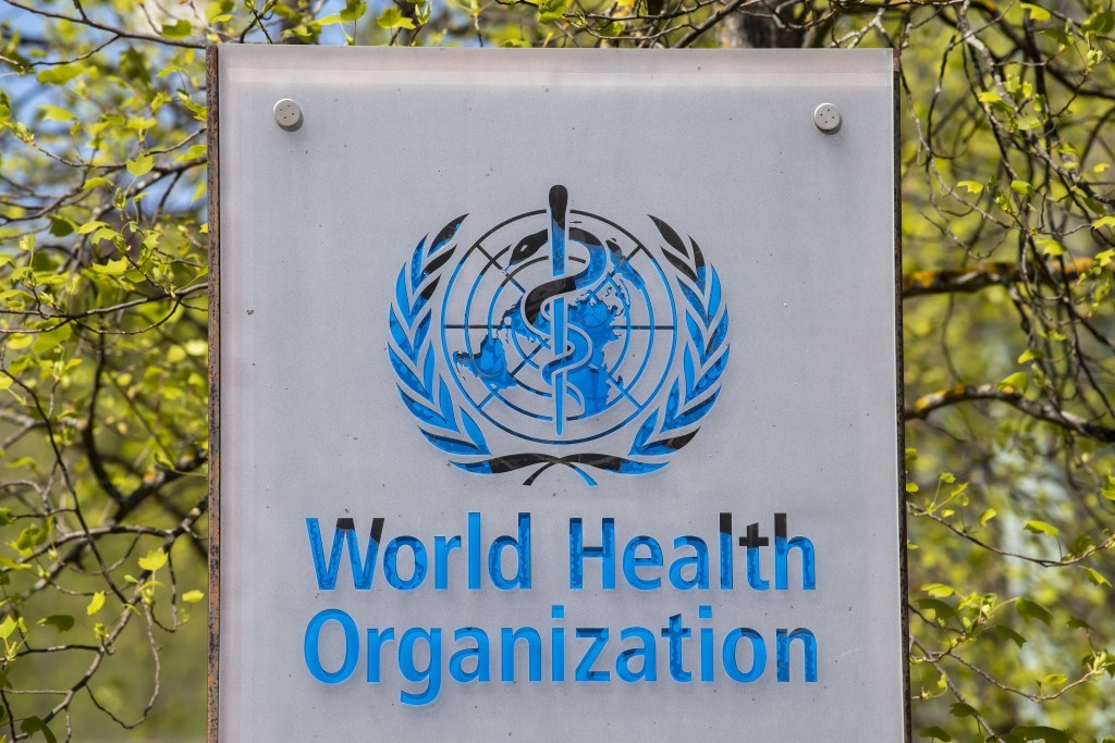 Logo of the World Health Organization. 

