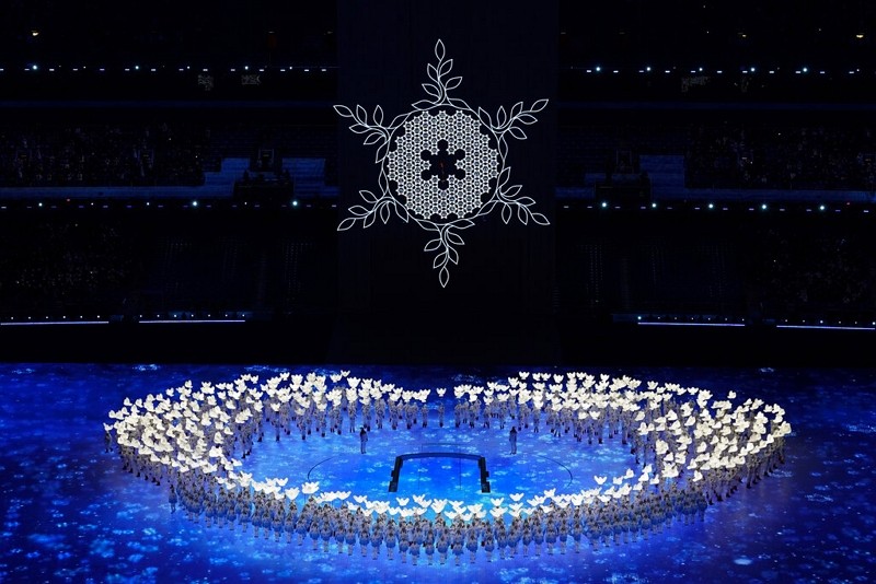 Dancers perform at the conclusion of the opening ceremony of the 2022 Winter Olympics, Friday, Feb. 4, 2022, in Beijing.
