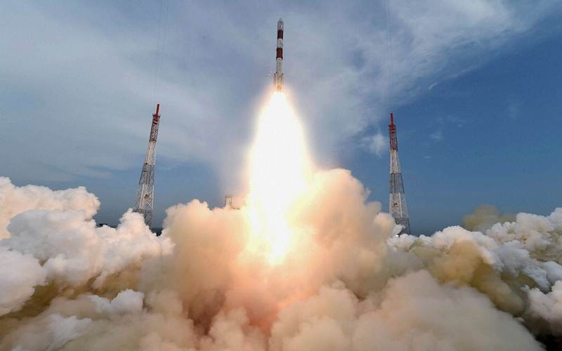 Take off at a previous launch for a GSAT-18 satellite by the ISRO. (AP Photo)
