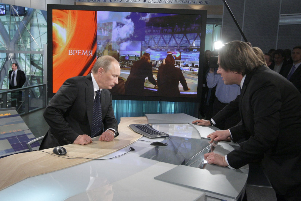 普丁在俄羅斯電國營視台(示意圖/維基百科)
