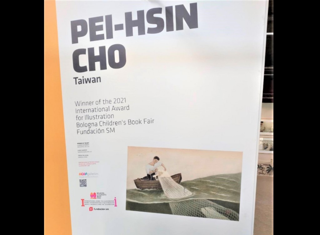 The country of origin under Taiwanese artist Pei-hsin Cho's name was covered up by the Bologna Children's Book Fair due to pressure from China...