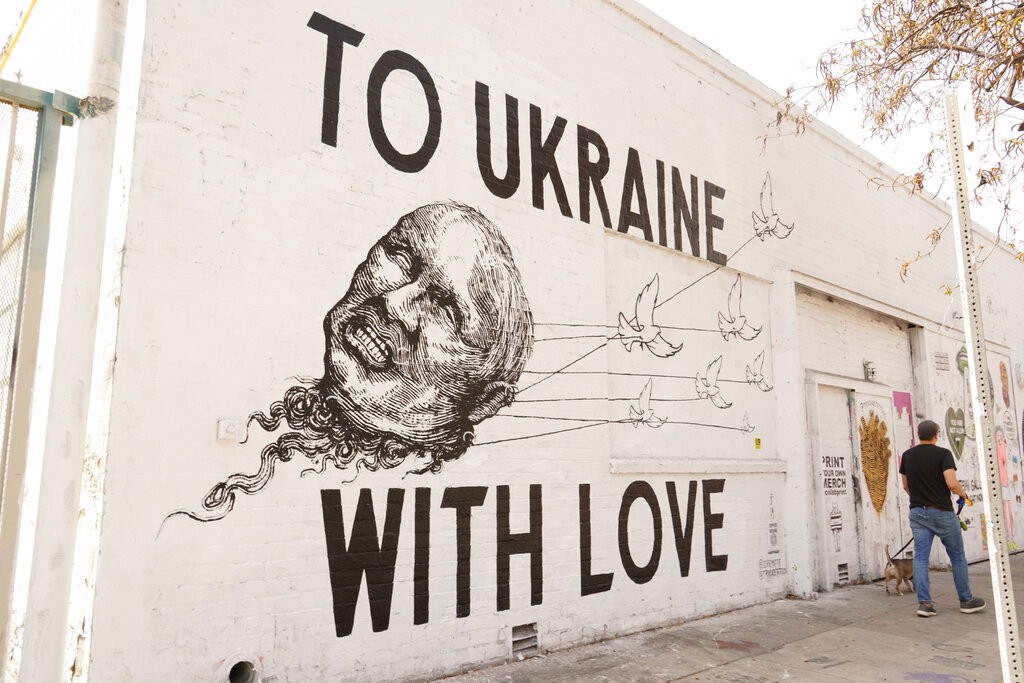 洛杉磯一處壁畫致敬烏克蘭（圖／美聯社）
