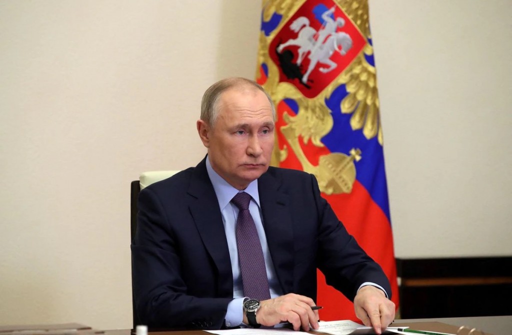 Russia's President Vladimir Putin chairs a meeting on the country's oil and gas industry with representatives of Russian energy companies and ...