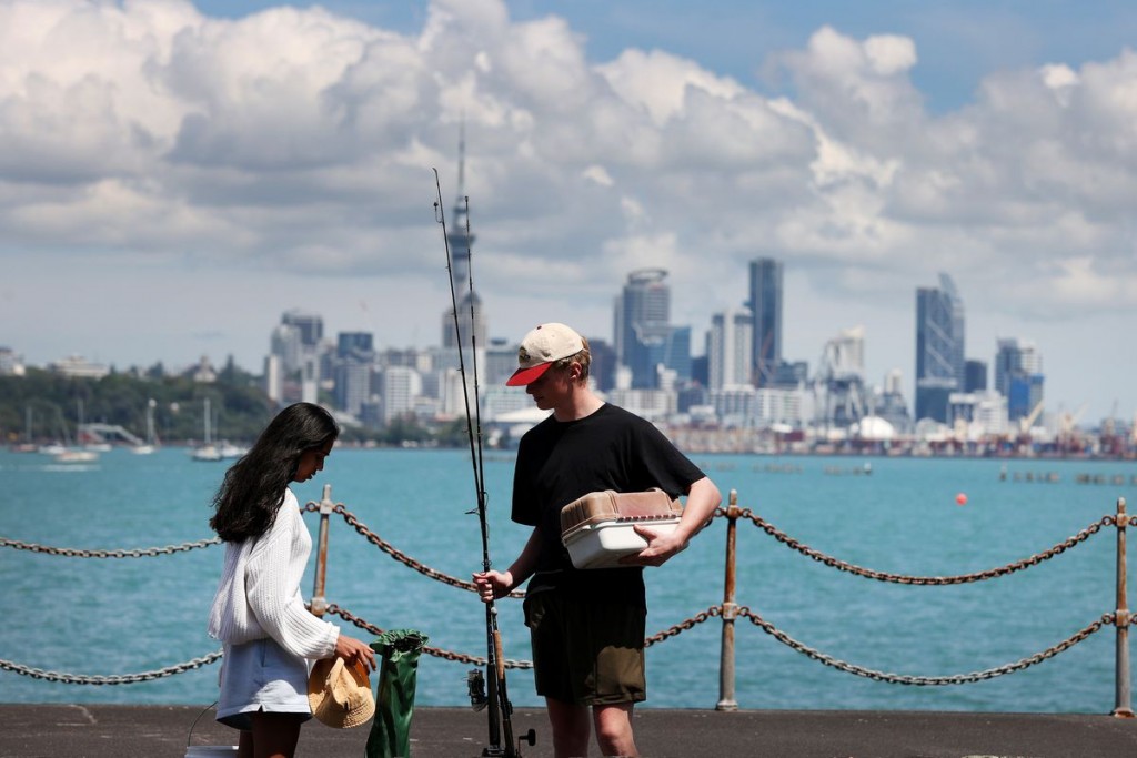 People prepare to go fishing from the Orakei Wharf as coronavirus disease (COVID-19) lockdown restrictions are eased in Auckland, New Zealand, Novembe...