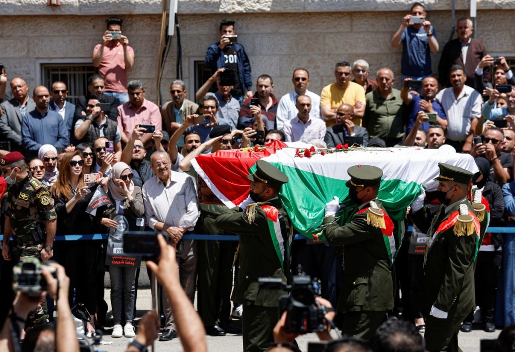 Palestinians bid farewell to Al Jazeera journalist Shireen Abu Akleh, who was killed during an Israeli raid, in Ramallah in the Israeli-occupied West ...
