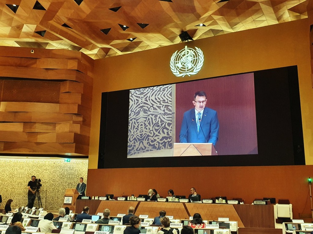 立陶宛衛生部長杜爾基斯23日於第75屆世衛大會發言，公開呼籲邀台灣以觀察員身份與會。（圖／Arūnas Dulkys 推特）
