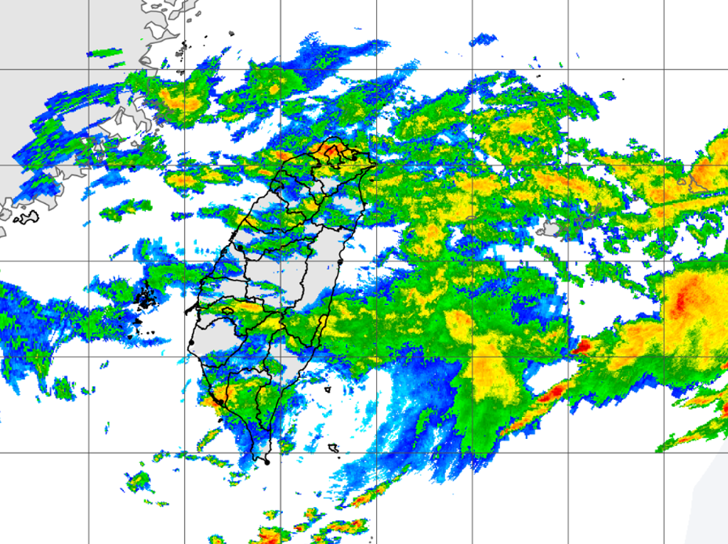 Radar map showing precipitation over Taiwan. (CWB image)
