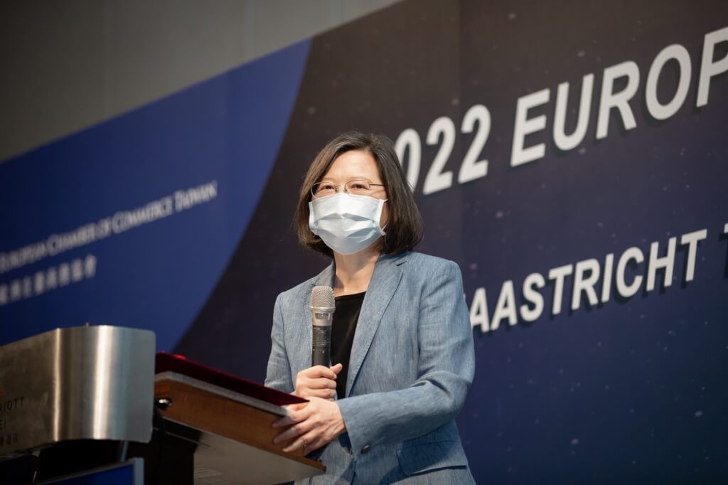 President Tsai Ing-wen speaks at the Europe Day dinner in Taipei Thursday May 26. (CNA, Presidential Office photo)
