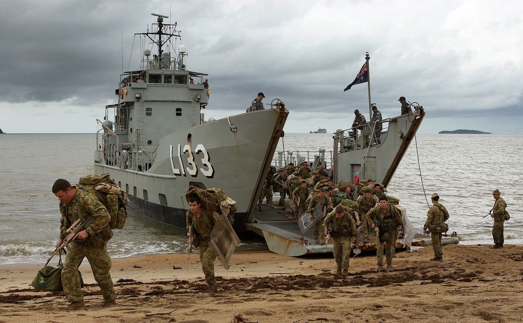 Australian troops conduct amphibious landing exercise. (Australian Defence Force photo)

