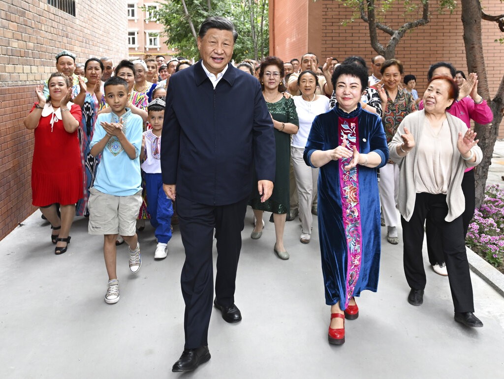 中國國家主席習近平訪新疆維吾爾自治區（圖／美聯社）
