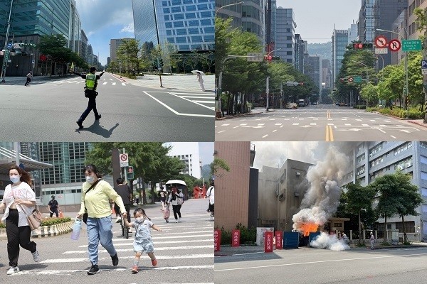 Scenes from July 25 Wan An air raid drill in Taipei on July 25. (CNA photos)
