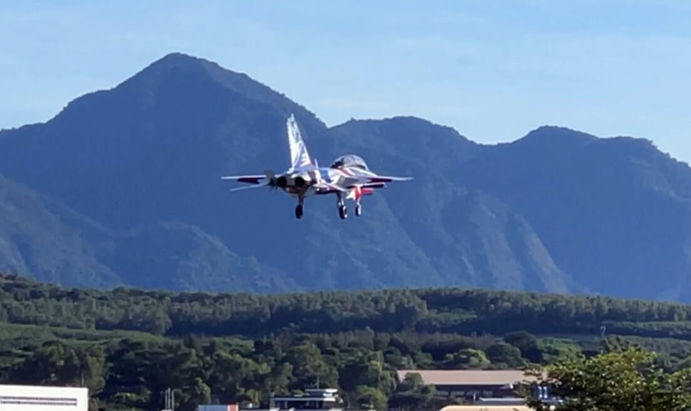 Brave Eagle jet trainer taking off at Taitung's Chihang Air Force Base.
