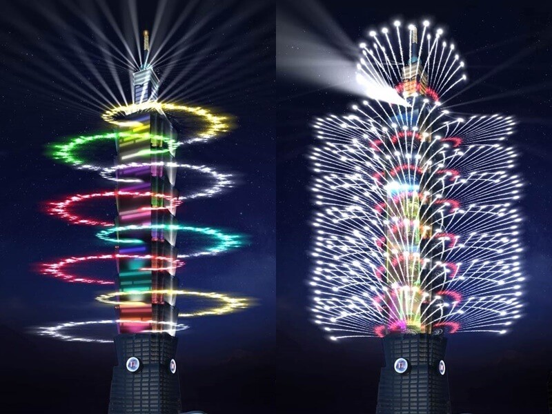Preview of Taipei 101's upcoming New Year's Eve fireworks and light display. (Taipei 101 image)
