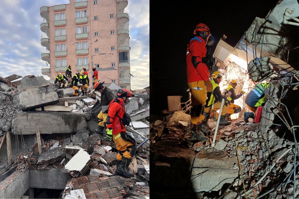 Members of the Taiwan rescue Team works to save lives in Turkey. (National Fire Agency photo)
