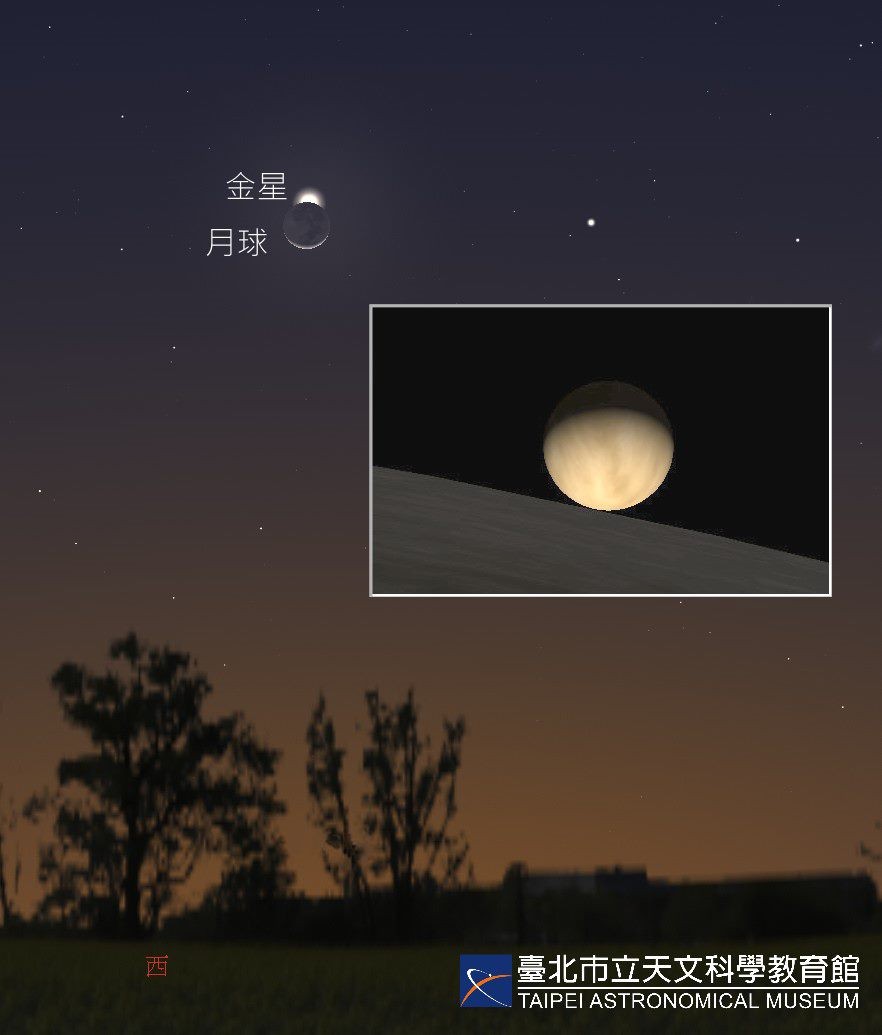 月掩金星示意圖。(圖片由臺北天文館提供)
