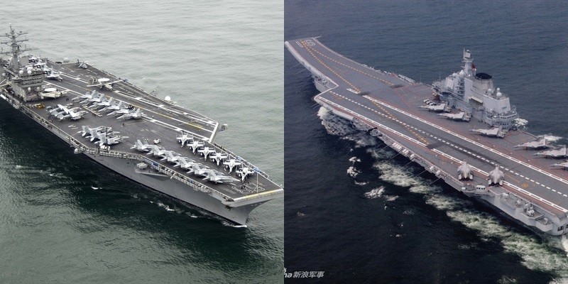 USS Nimitz, Shandong. (Wikimedia Commons, Weibo images)
