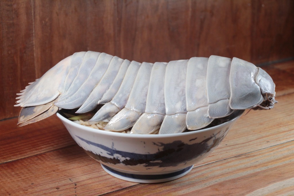 Giant isopod served over bowl of ramen. (Facebook, The Ramen Boy photo)
