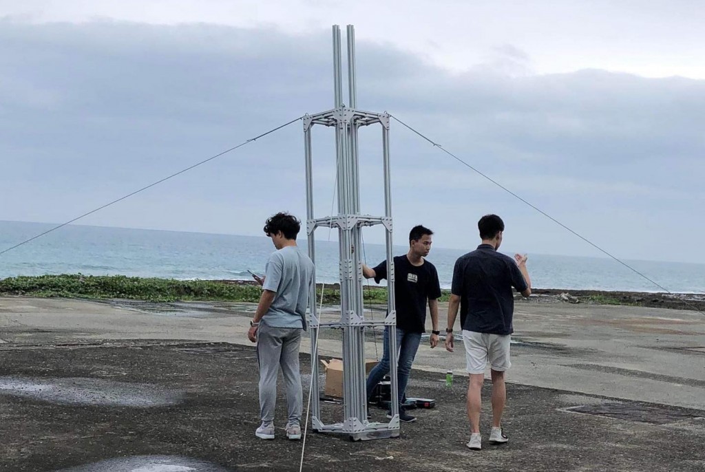 A TKU team visiting the rocket launch site in Pingtung County in May. (Facebook, TKU Aerospace photo)
