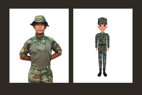 A PLA photograph of a frogman's uniform is shown on the right next to the design of the same uniform the Taiwan's defense ministry released on...