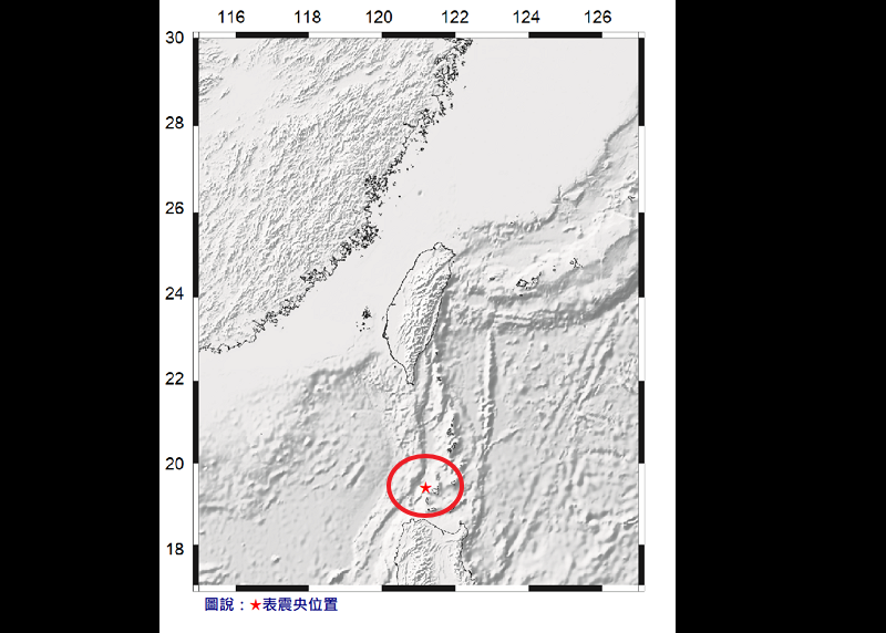2023年9月12日19時3分，台灣南方海域發生規模6.7地震（圖／氣象局）
