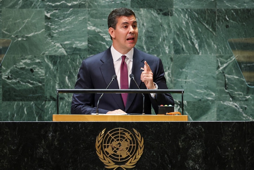 巴拉圭總統貝尼亞在聯合國大會上演說（圖／路透社Eduardo Munoz）
