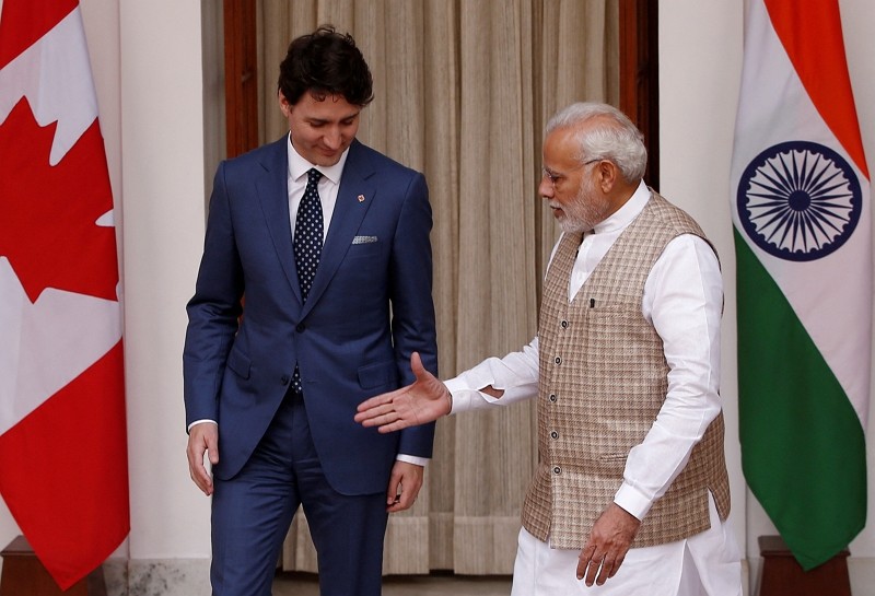 2018年2月，加拿大總理杜魯道（左）與印度總理莫迪會於白宮（圖／路透社Adnan Abidi）
