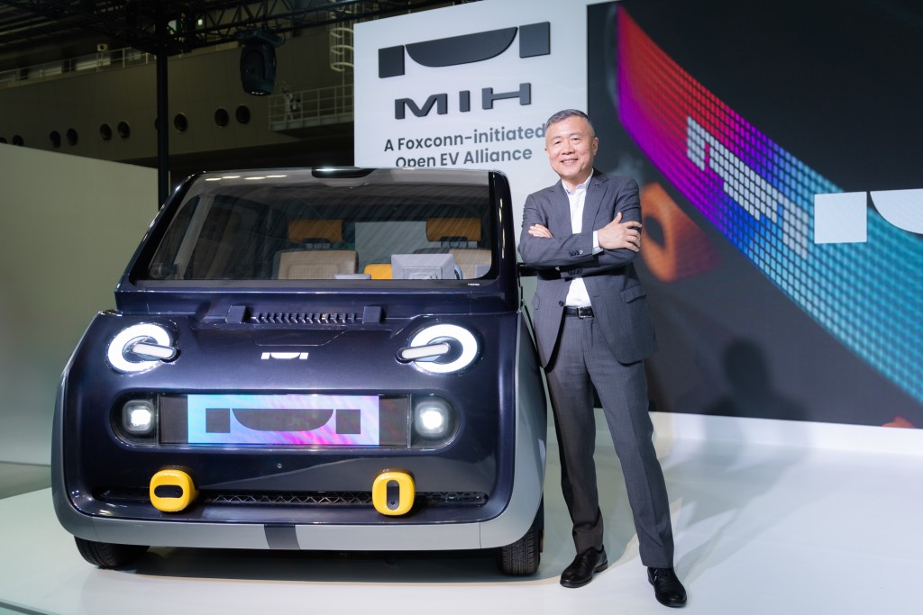 MIH CEO Jack Cheng unveils the Project X EV at the Japan Mobility Show Wednesday. (CNA, MIH photo)
