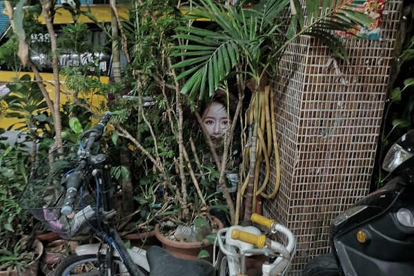 Spooky face seen behind plants. (Facebook, Street Observation Academy photo)
