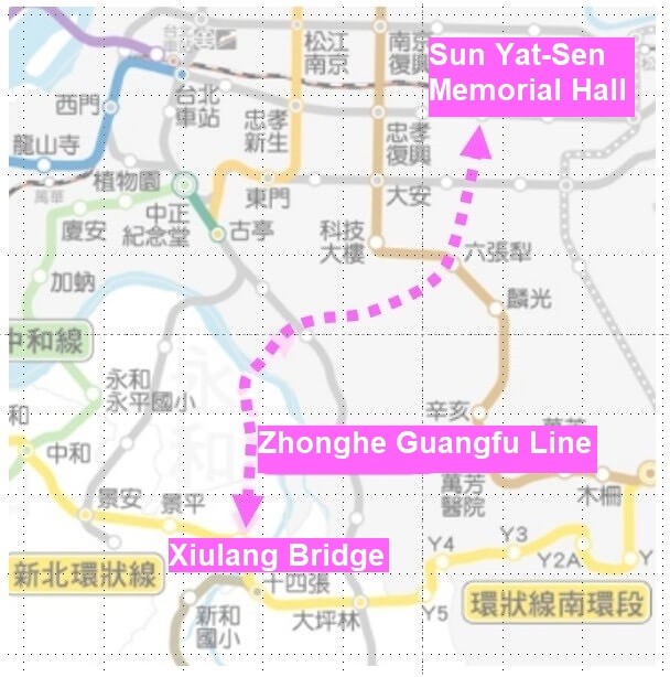 Map shows approximate location of proposed Zhonghe Guangfu Line. (New Taipei City Government's Department of Rapid Transit Systems image...