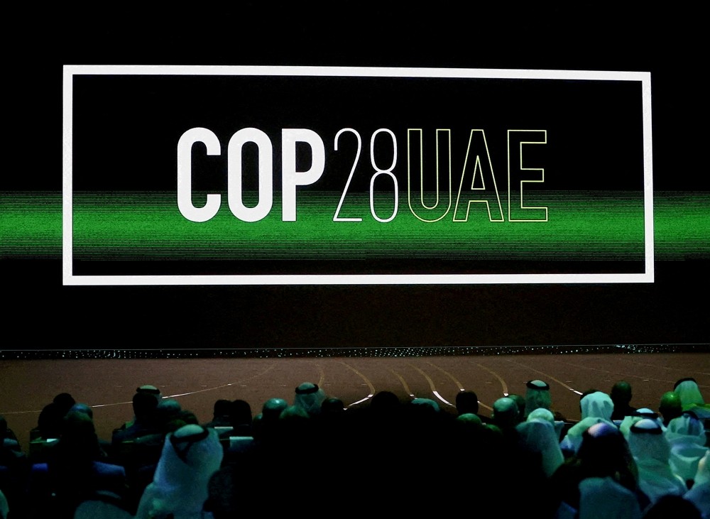 2023年1月16日，阿布達比氣候變遷大會COP28標誌。（圖／路透社Rula Rouhana）
