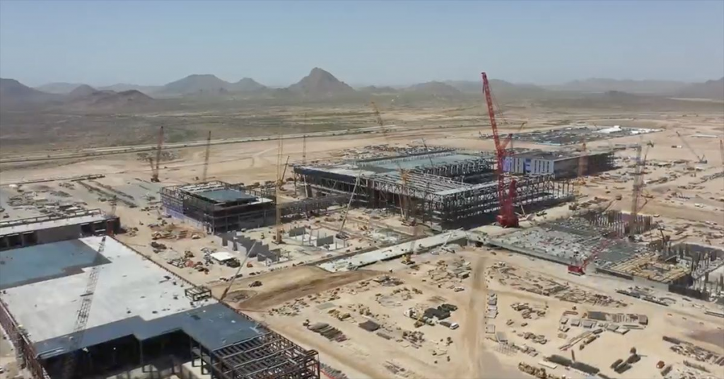 Construction underway on TSMC fab in Phoenix, Arizona. (TSMC LinkedIn image)
