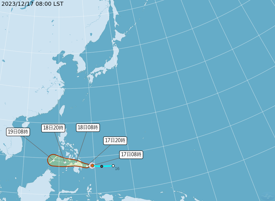 颱風鯉魚於12/17日上午生成。（圖／中央氣象署）
