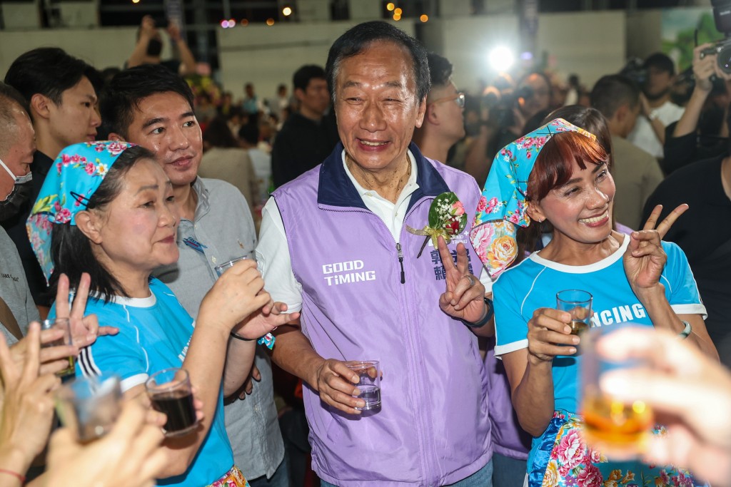 Foxconn founder Terry Gou appearing at a presidential campaign rally. (CNA photo)
