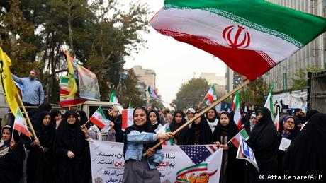 Iranians marched outside the former US Embassy on November 4, 2023