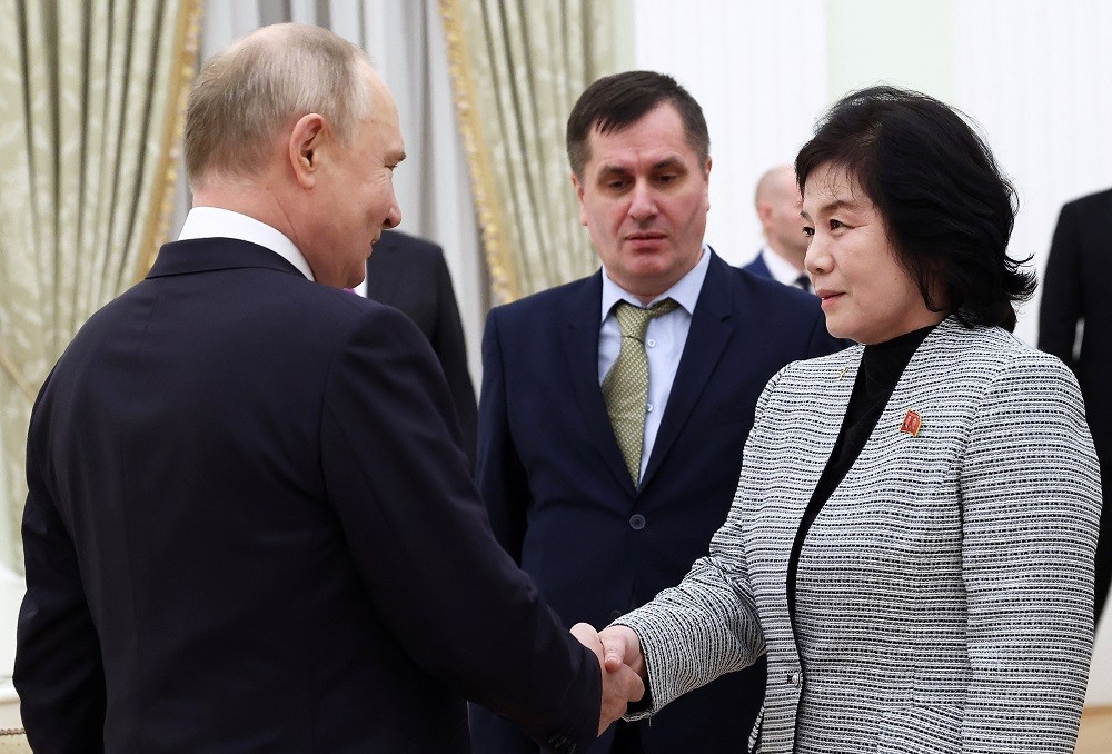 2024年1月16日，俄羅斯總統普丁會見北韓外交部長崔善姬（圖／路透社Artem Geodakyan）
