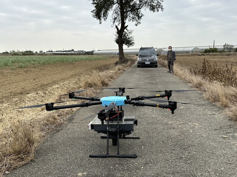 The drone used to distribute the pesticides is pictured on Saturday. (CNA photo)
