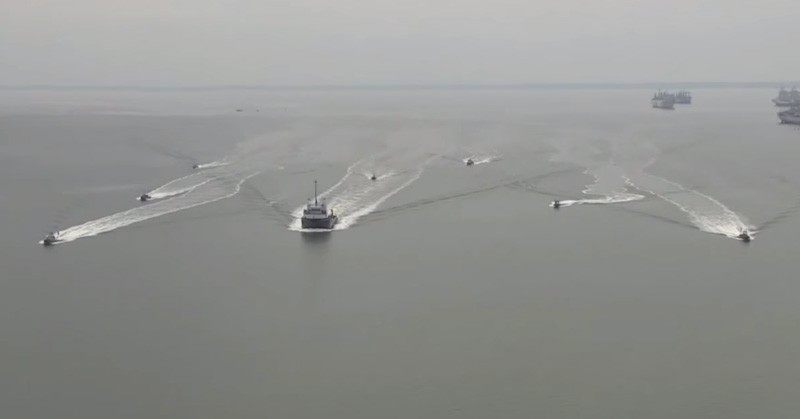 As many as 13 Navy boats operated using either autonomous or remote control during a two-week test conducted in August 2014. (US Navy image)
