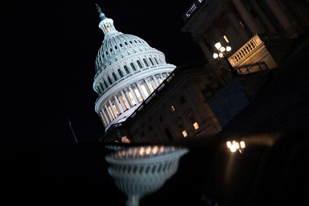 The U.S. Capitol is seen during a Senate vote to begin work on a bill that includes aid for Ukraine, Israel and Taiwan in Washington, U.S., ...