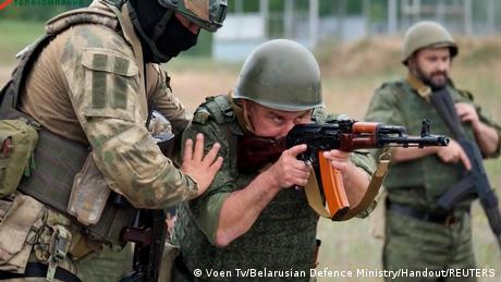Mercenaries from the Russian Wagner Group have been training Belarusian soldiers, such as here on a range in Osipovichi District