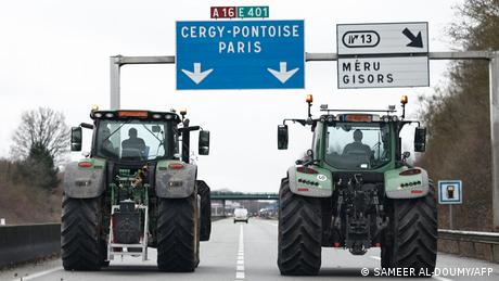 French farmers have blocked highways in protest at regulations and prices