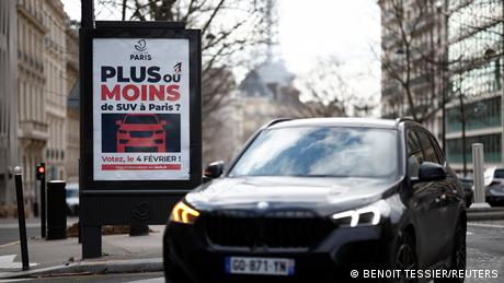 'More or less SUVs in Paris?' asks a poster in the French capital