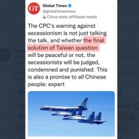 China's mouthpiece proposes 'final solution' for Taiwan