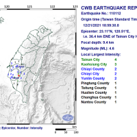 Magnitude 4.6 earthquake strikes southwestern Taiwan